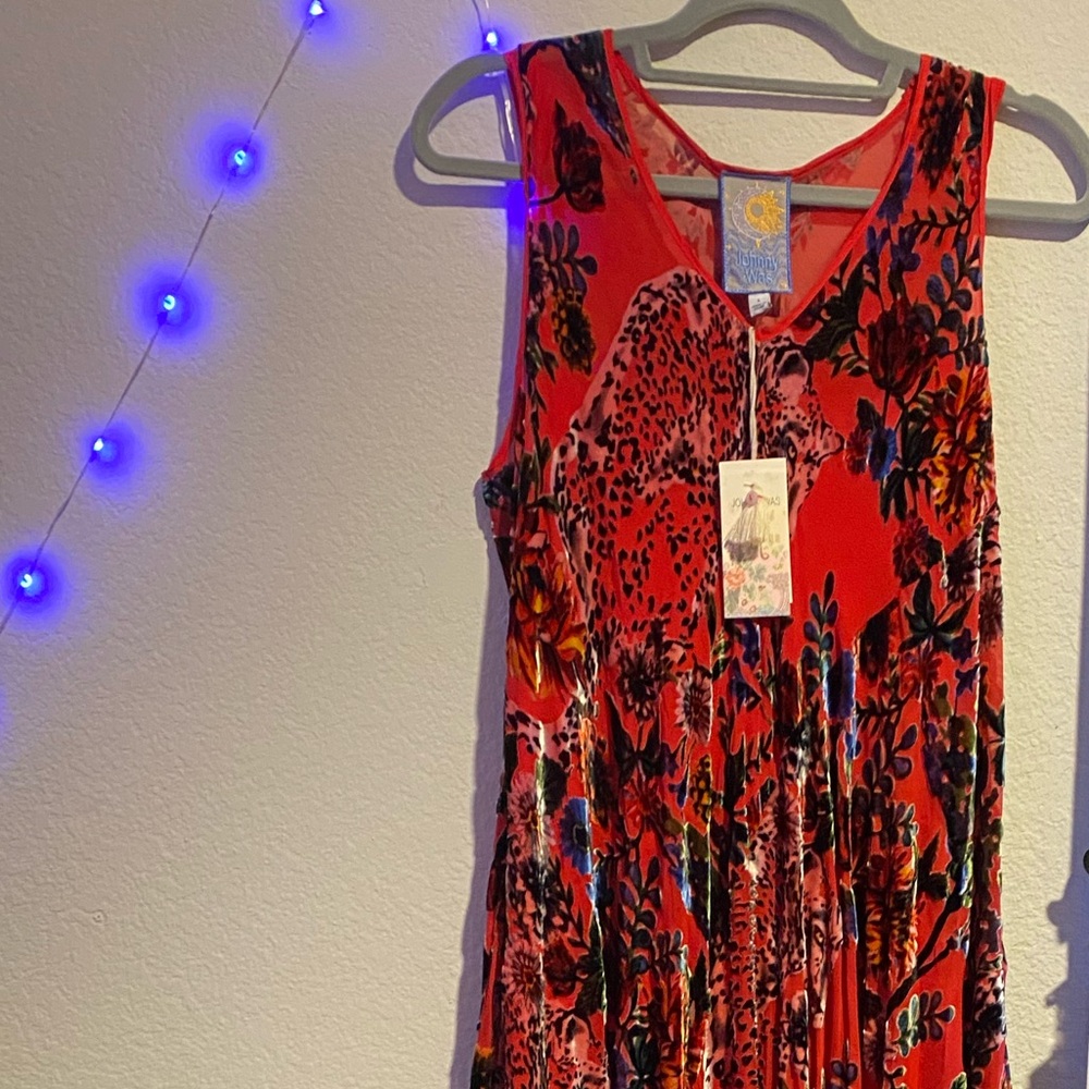 Johnny Was Red Floral Dress